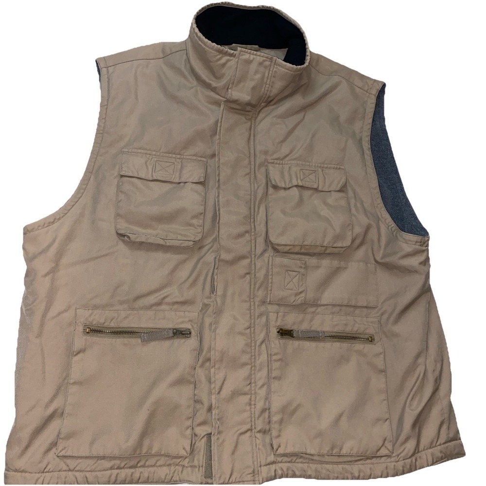 Fieldmaster Khaki Utility Vest Mens XL Pockets Hiking Hunting Camping Gorpcore